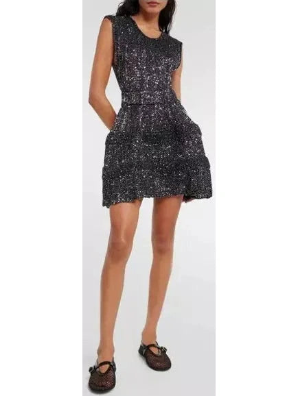 Archetypes Sequined Stretch-knit Crino Mini Dress Cozy Sweater Mini Dress