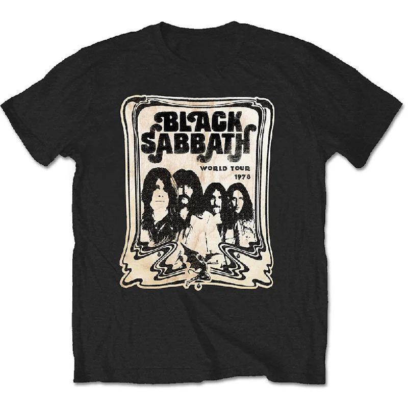 Black Sabbath | Official Band T-Shirt | World Tour 1978 Striped Floral Plaid