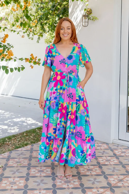 Bonnie Maxi Dress in Spring Fling by Kasey Rainbow Fashionable Chiffon Tiered Maxi Dress Bonnie Maxi Dress in Spring Fling by Kasey Rainbow Fashionable Chiffon Tiered Maxi Dress