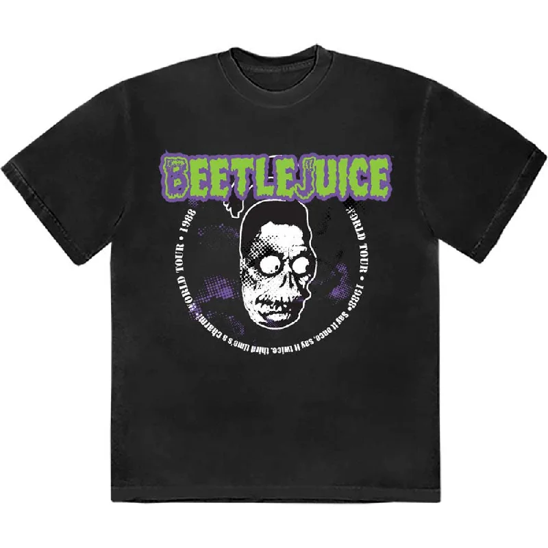 Warner Bros | Official Band T-Shirt | Beetlejuice 1988 World Tour Machine Wash Dry Clean Hand Wash