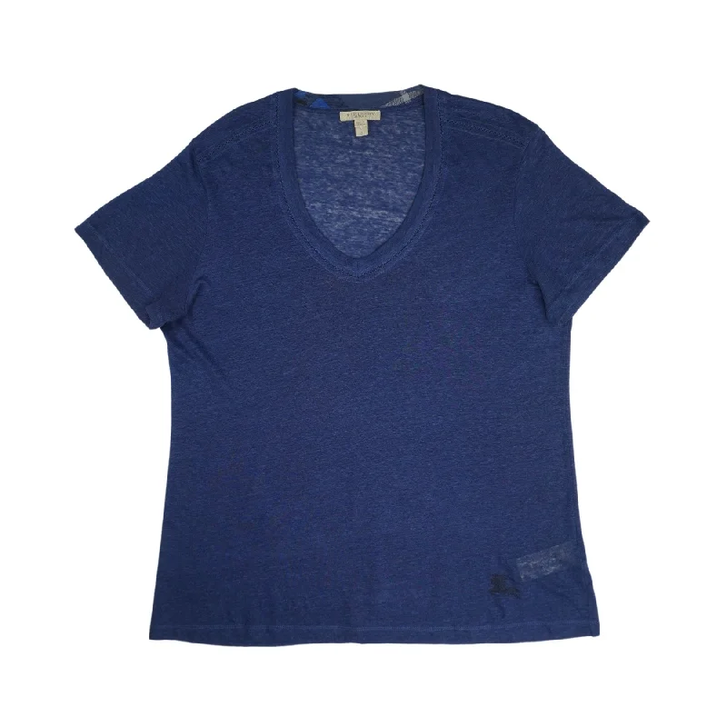 Burberry Brit T-Shirt - Women's L Notch Collar Peter Pan Collar Cowl Neck