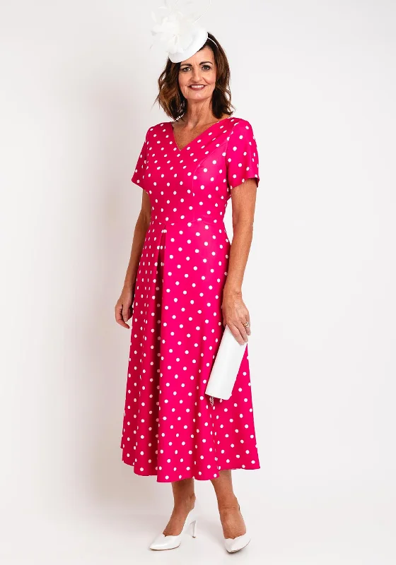 Cassandra Trudy Polka Dot A-line Maxi Dress, Pink Fashionable Halter Neck Maxi Dress Cassandra Trudy Polka Dot A-line Maxi Dress, Pink Fashionable Halter Neck Maxi Dress