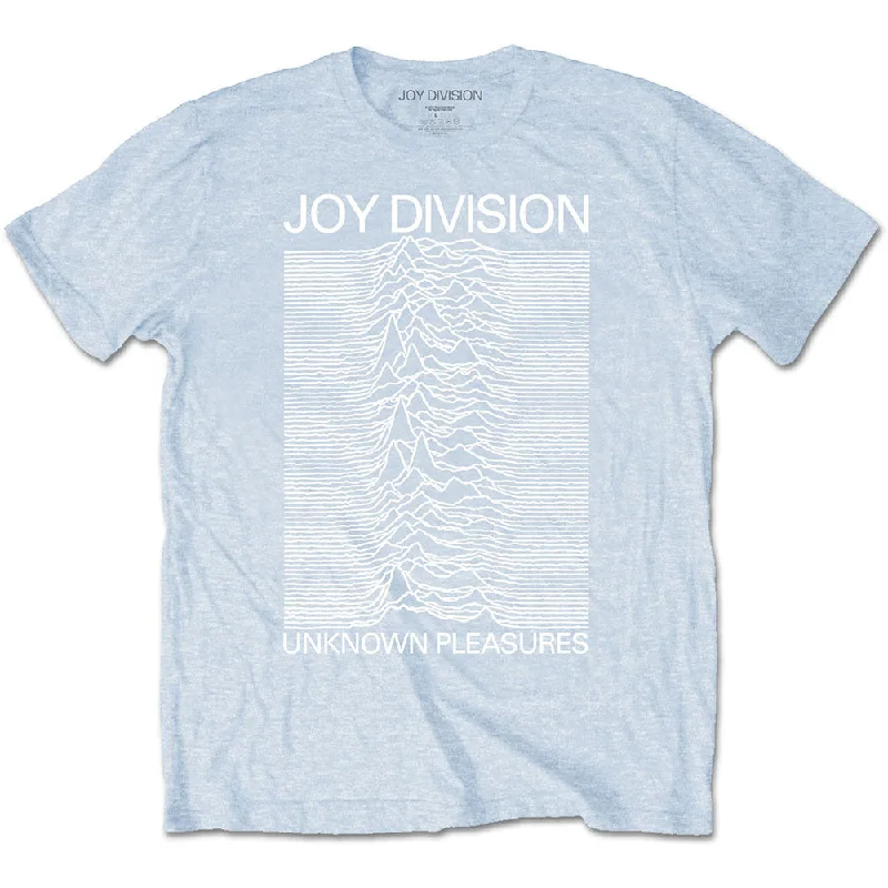 Joy Division | Official Band T-Shirt | Unknown Pleasures White On Blue Faux Fur Fabric Real Fur Fabric Shearling Fabric