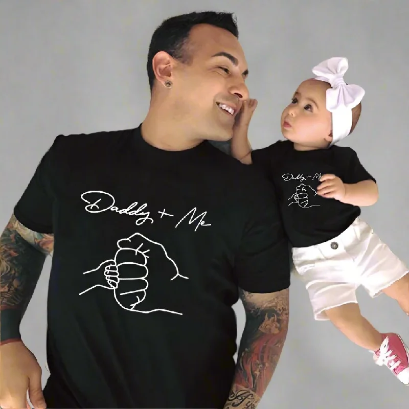 Daddy & Me Matching Family T-Shirt Set – Heartfelt Father-Child Bond Outfit Fleece Nylon Spandex