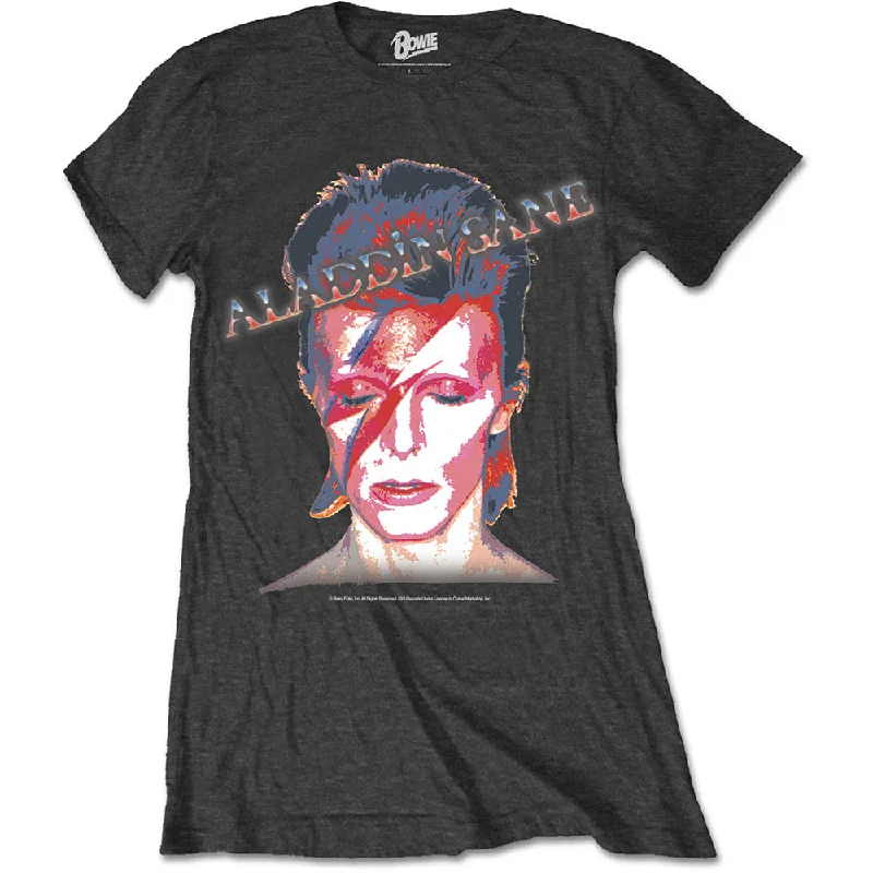 David Bowie Ladies Premium T-Shirt: Aladdin Sane Houndstooth Herringbone Solid