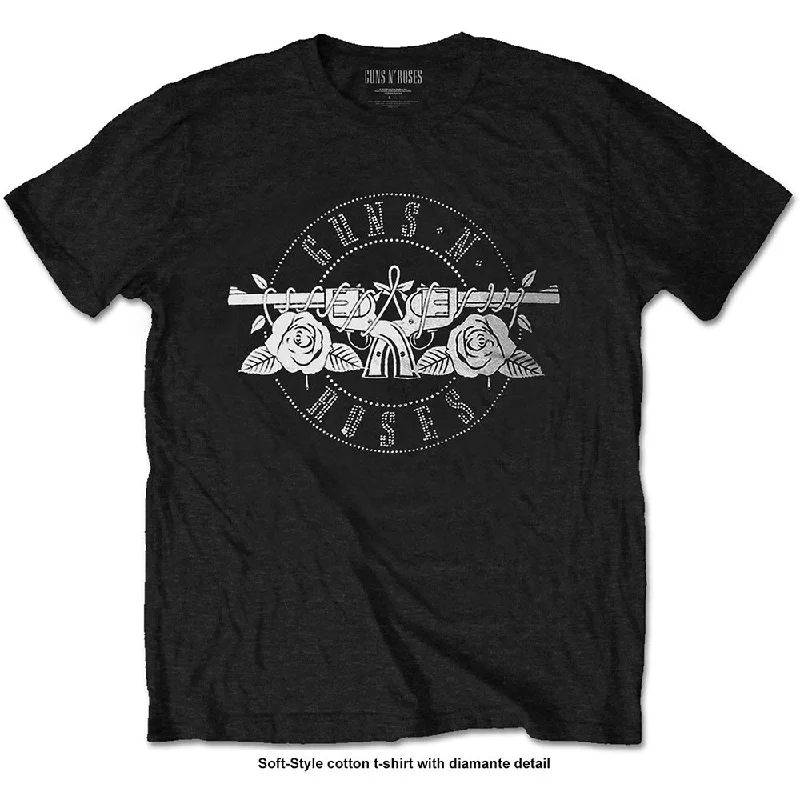 Guns N' Roses | Official Band T-Shirt | Circle Logo (Diamante) Thin T-Shirt Open Front Quick Dry