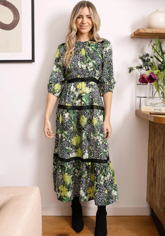 Hope & Ivy Dora Floral Tiered Maxi Dress, Green and Black Stylish Button-Up Maxi Dress Hope & Ivy Dora Floral Tiered Maxi Dress, Green and Black Stylish Button-Up Maxi Dress