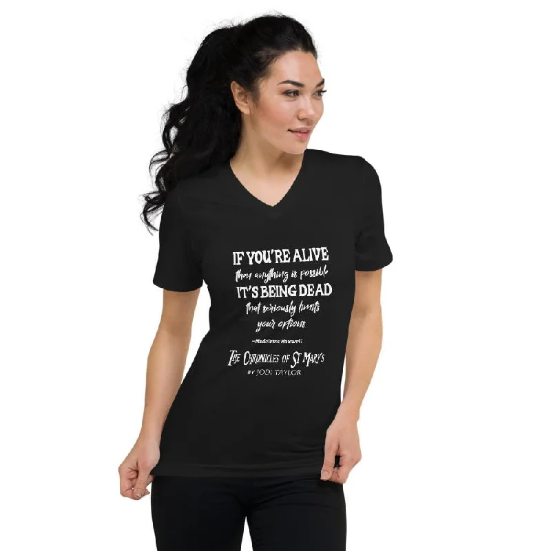 If You're Alive Quotes Range Unisex Short Sleeve V-Neck T-Shirt (Europe & USA) Solid Print Embellished If You're Alive Quotes Range Unisex Short Sleeve V-Neck T-Shirt (Europe & USA) Solid Print Embellished