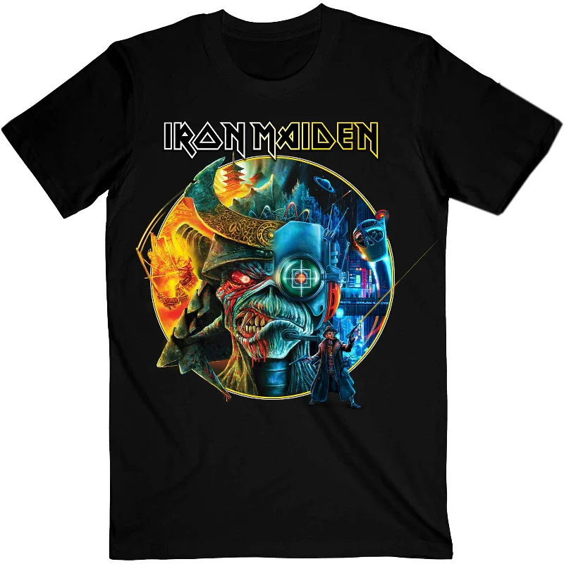 Iron Maiden | Official Band T-Shirt | The Future Past Tour '23 Circle Art Thin T-Shirt Open Front Quick Dry