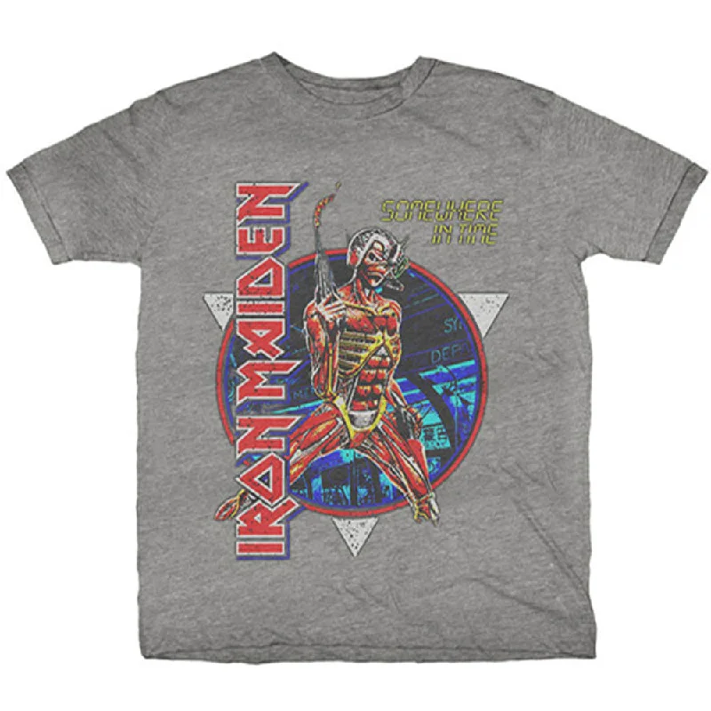 Iron Maiden | Official Band T-Shirt | Somewhere in Time Front Pockets Side Pockets Patch Pockets