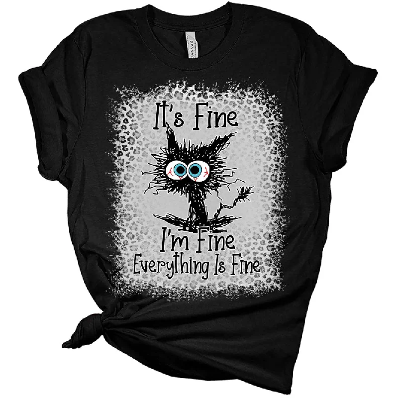It's Fine I'm Fine Everything is Fine Leopard Fade Print Women's Bella Mom T-Shirt Mesh Canvas Denim It's Fine I'm Fine Everything is Fine Leopard Fade Print Women's Bella Mom T-Shirt Mesh Canvas Denim