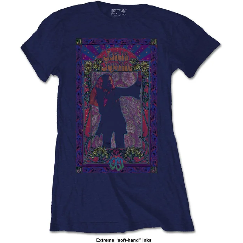 Janis Joplin T-Shirt: Paisley & Flowers Frame (Soft Hand Inks) Polka Dot Checkered Tartan