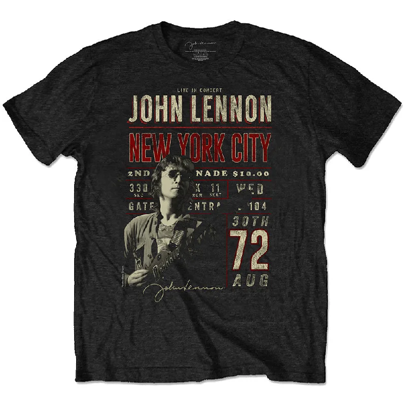 John Lennon Unisex Eco T-Shirt: NYC '72 V-Neck T-Shirt Long Sleeve Cotton