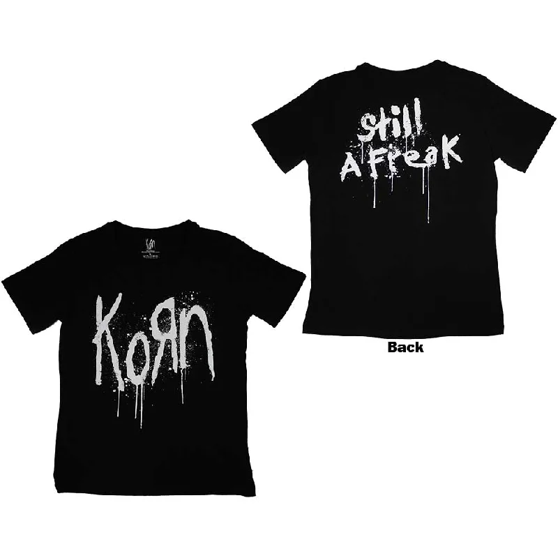 Korn | Official Band Ladies T-Shirt | Still A Freak (Back Print) Beaded Sequined Faux Fur