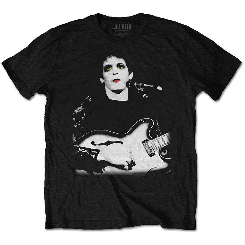 Lou Reed | Official Band T-shirt | Bleached Photo Graphic T-Shirt Round Neck Polyester