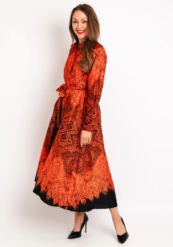 Natalia Collection One Size Scattered Print Shirt Maxi Dress, Orange Cozy Ruffle Sleeve Maxi Dress Natalia Collection One Size Scattered Print Shirt Maxi Dress, Orange Cozy Ruffle Sleeve Maxi Dress