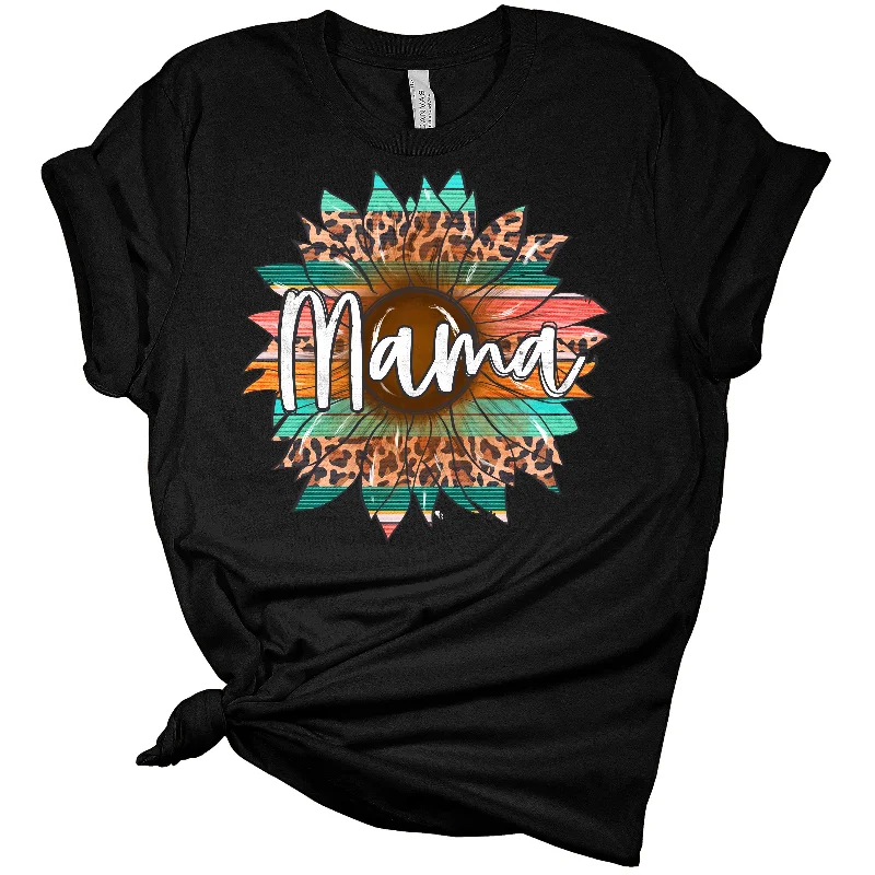 Mama Serape Leopard Print Sunflower Graphic Shirt Women's Bella Mom Gift T-Shirt V-Neck T-Shirt Long Sleeve Cotton Mama Serape Leopard Print Sunflower Graphic Shirt Women's Bella Mom Gift T-Shirt V-Neck T-Shirt Long Sleeve Cotton