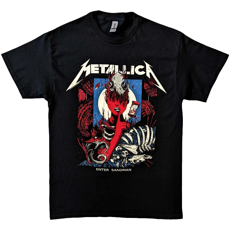 Metallica | Official Band T-Shirt | Enter Sandman Poster Collared T-Shirt Boat Neck A-Line