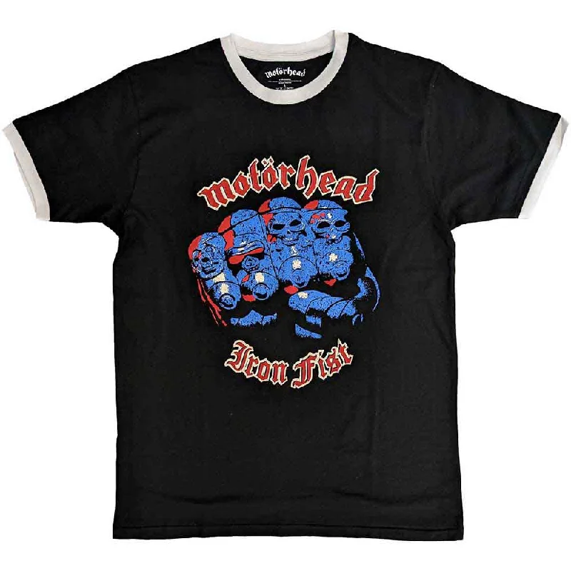 Motorhead | Official Band Ringer T-Shirt | Iron Fist Fitted T-Shirt Seamless Stretchy