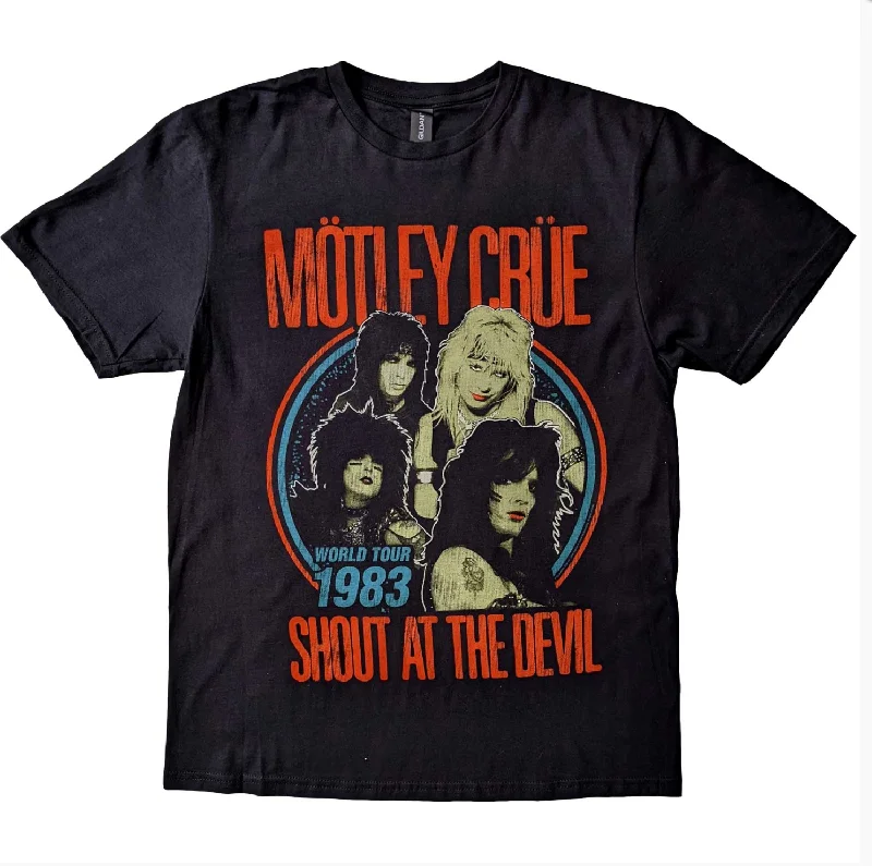 Motley Crue | Official Band T-Shirt | Vintage World Tour Devil Collared Crew Neck Turtle Neck