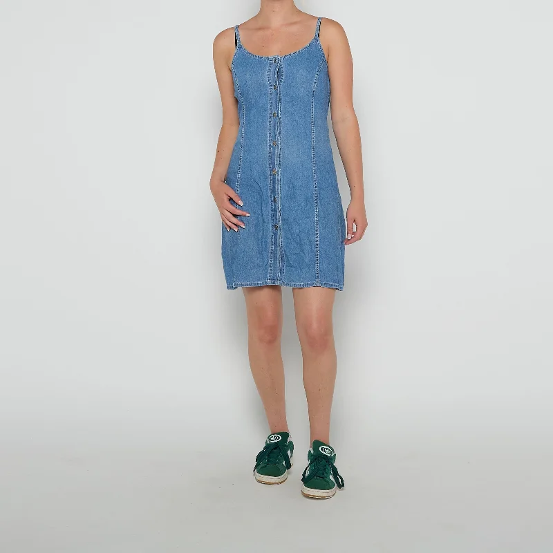 Nafta Button Down Denim Mini Dress - UK 6 Cozy Jersey Mini Dress