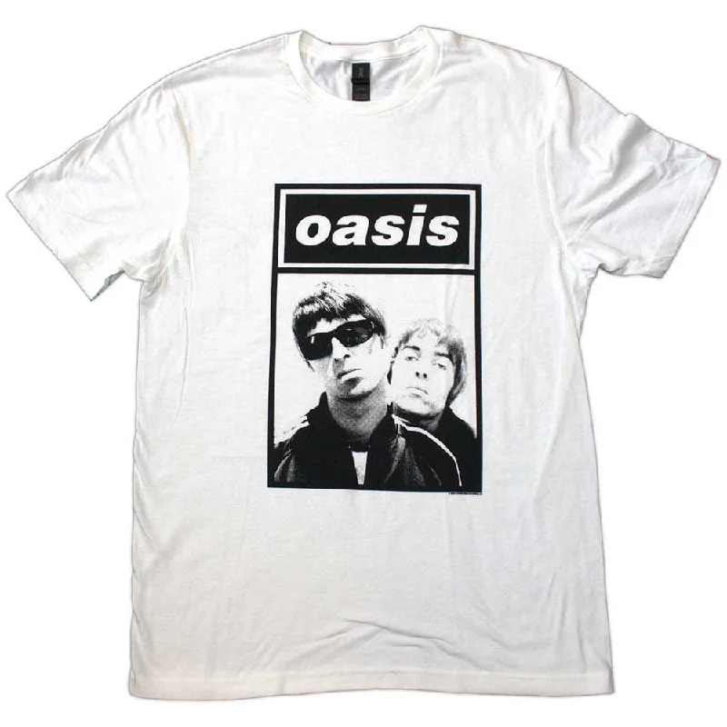 Oasis | Official Band T-Shirt | Noel & Liam Boxed Photo Solid Color Striped Floral