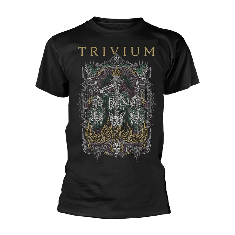 Trivium Unisex T-shirt: Skelly Frame (2) Fleece Fabric Down Fabric Feather Fabric