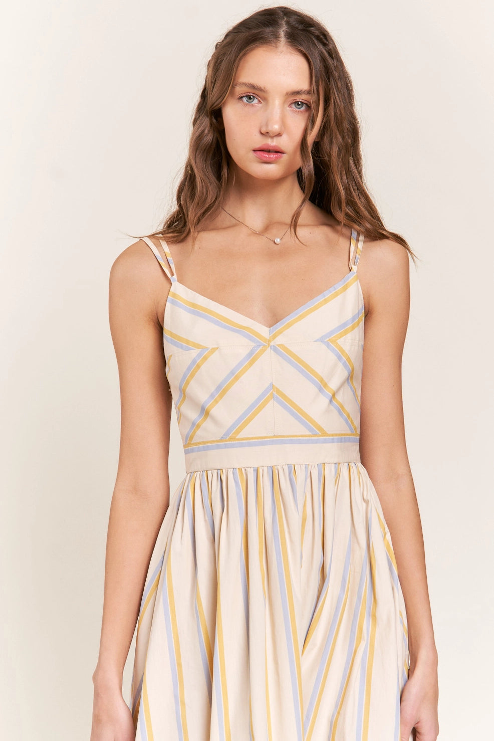 Pin Stripe Midi Dress Comfortable Button Front Midi Dress