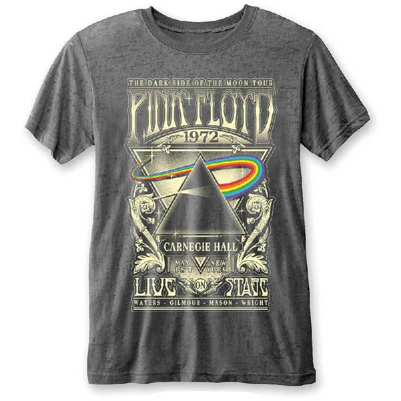 Pink Floyd Unisex Fashion T-Shirt: Carnegie Hall (Burn Out) Chenille Blend Fleece Blend Nylon Blend