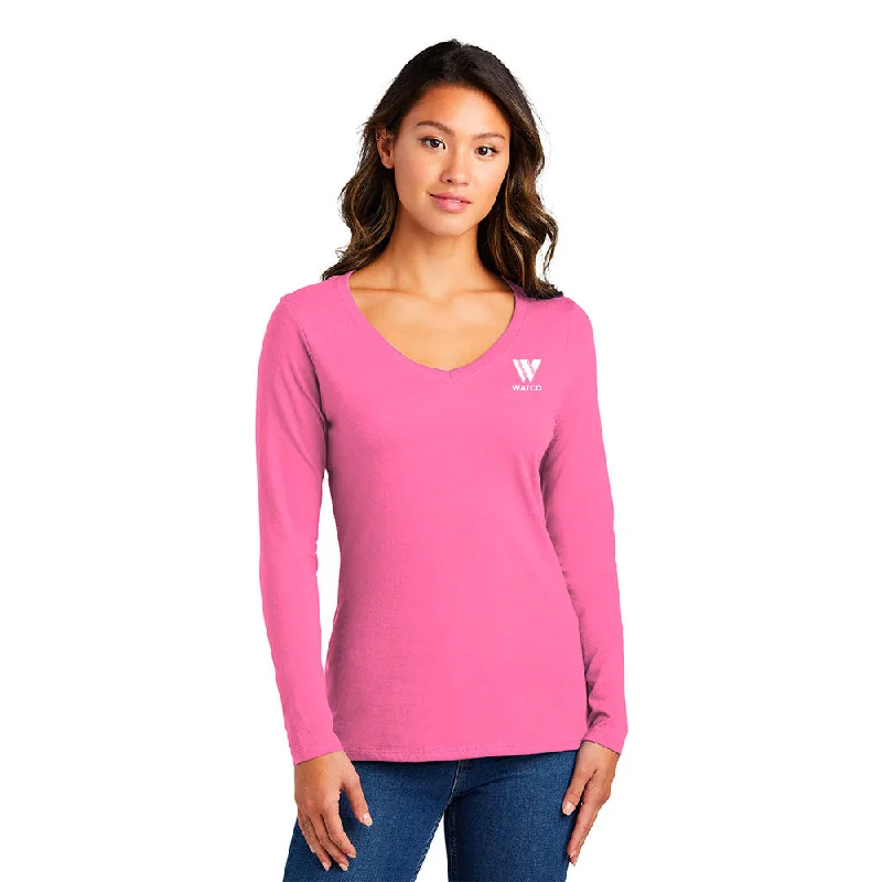 Port & Company® Ladies Long Sleeve Fan Favorite™ V-Neck Tee - LPC450VLS CMSPLC Polka Dot Checkered Tartan Port & Company® Ladies Long Sleeve Fan Favorite™ V-Neck Tee - LPC450VLS CMSPLC Polka Dot Checkered Tartan