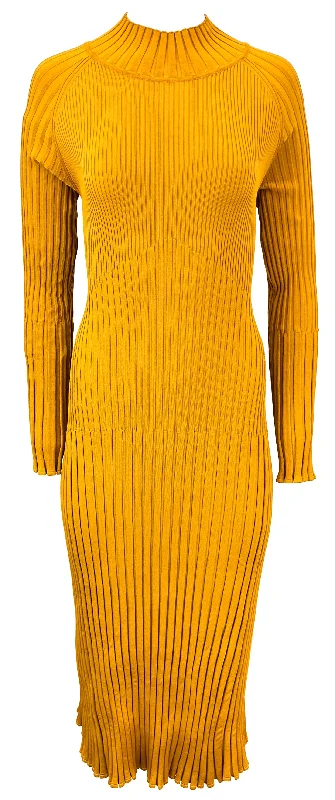 Proenza Schouler Rib-Knit Midi Dress in Gold Elegant Velvet Midi Dress