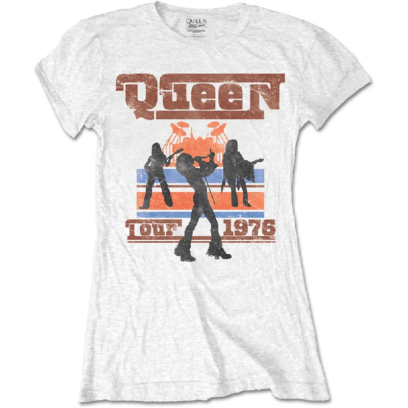 Queen Ladies T-Shirt: 1976 Tour Silhouettes Lace Blend Ribbed Blend Corduroy Blend