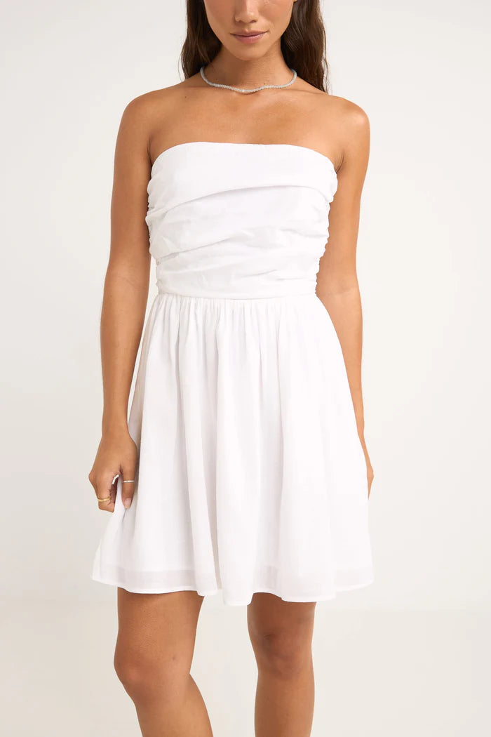 Rhythm Mila Mini Dress - WHITE Trendy Bodycon Mini Dress