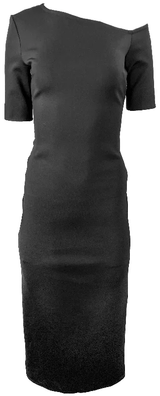 Rosetta Getty Asymmetric Midi Dress in Black Fashionable High-Neck Midi Dress