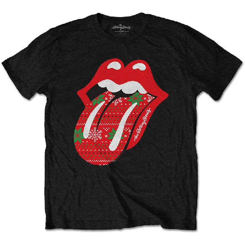 The Rolling Stones | Official Band T-Shirt | Christmas Tongue Collared T-Shirt Boat Neck A-Line