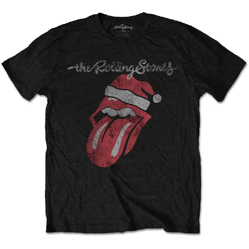 The Rolling Stones | Official Band T-Shirt | Santa Lick Ribbed T-Shirt High Neck Heavyweight