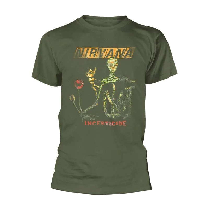 Nirvana Unisex T-shirt: Reformant Incesticide (Green) Mesh Blend Leather Blend Suede Blend Nirvana Unisex T-shirt: Reformant Incesticide (Green) Mesh Blend Leather Blend Suede Blend