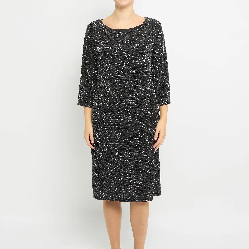 Scoop Neck Sparkly 3/4 Sleeve Midi Dress - UK 14 Fashionable One-Shoulder Midi Dress