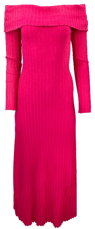 Simon Miller Espen Rib Midi Dress in Pink Elegant Pleated Detail Midi Dress