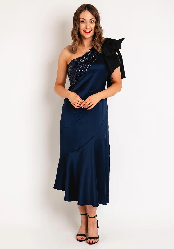 Sisters By Caroline Kilkenny Kennedy Sequin Satin Maxi Dress, Navy Chic Button-Up Maxi Dress Sisters By Caroline Kilkenny Kennedy Sequin Satin Maxi Dress, Navy Chic Button-Up Maxi Dress