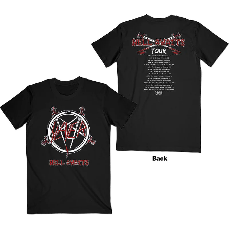 Slayer | Official Band T-Shirt | Hell Awaits Tour (Back Print) Rayon Fabric Velvet Fabric Corduroy Fabric