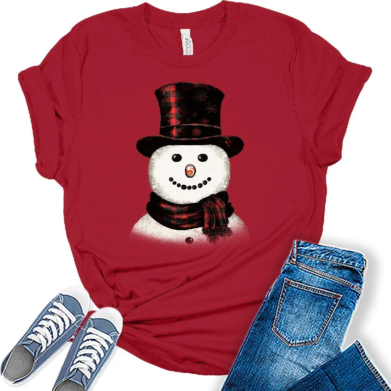 Christmas Shirts for Womennowman T-Shirt Winter Graphic Tees Anti-Shrink Durable Soft