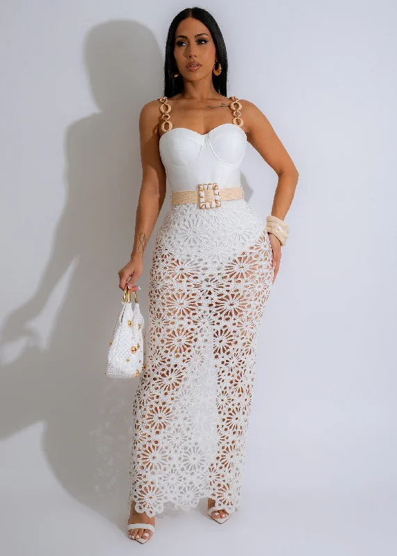 So Summer Crochet Maxi Dress White Elegant Floral Maxi Dress