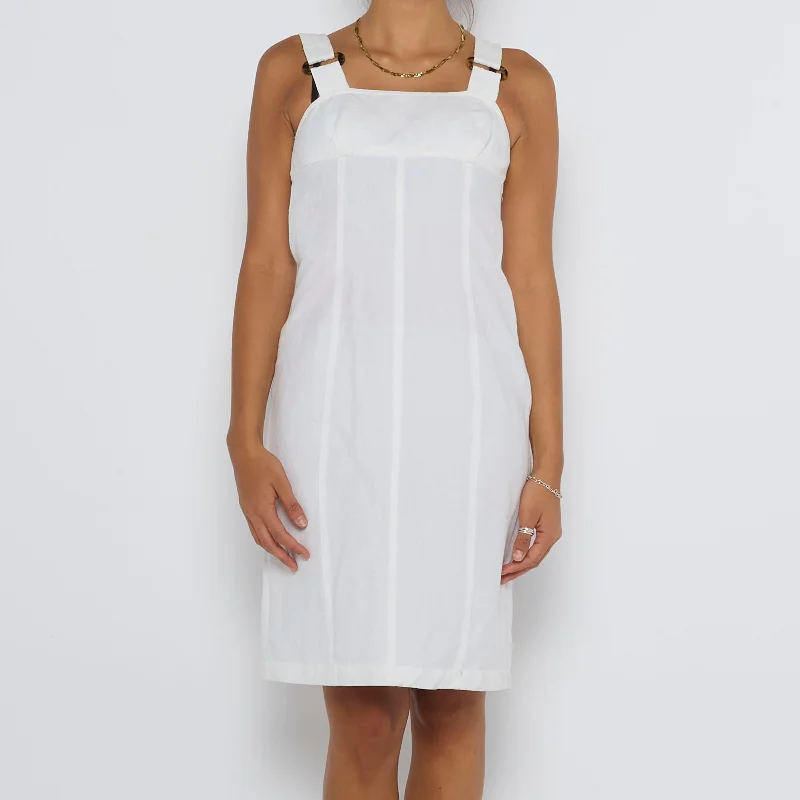 Strappy Linen Midi Dress - UK 8 Trendy Tiered Hem Midi Dress