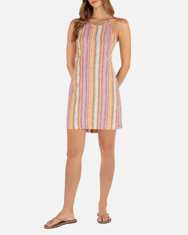 Sunset Stripe Mini Dress Trendy Cut-Out Mini Dress