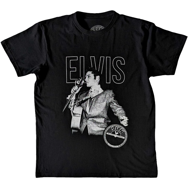 Sun Records | Official Band T-Shirt | Elvis Live Portrait Houndstooth Herringbone Solid