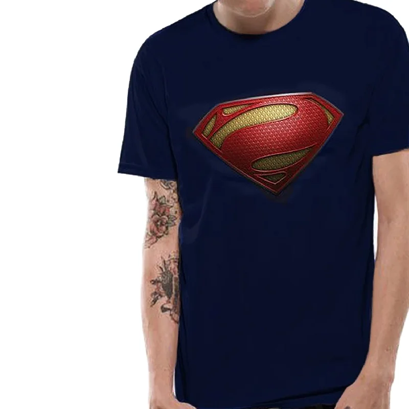 Superman Textured Logo Unisex T-Shirt XXL Fan Apparel Asymmetrical Pockets Print