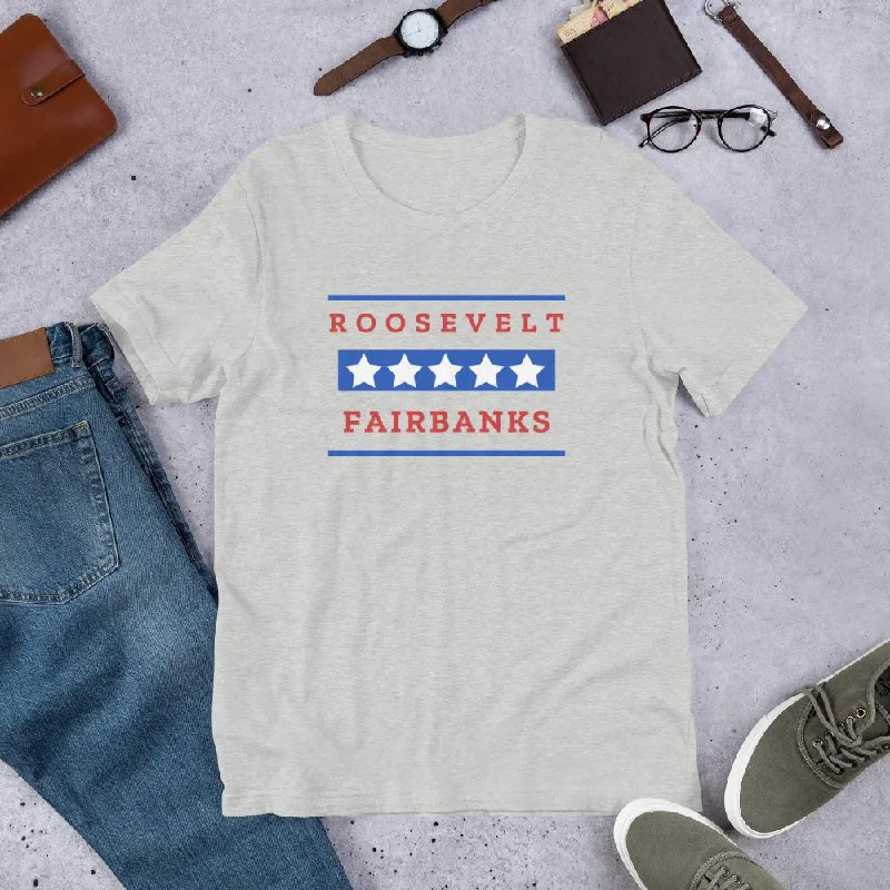 Teddy Roosevelt T-Shirt | Roosevelt Fairbanks Election Notch Collar Peter Pan Collar Cowl Neck