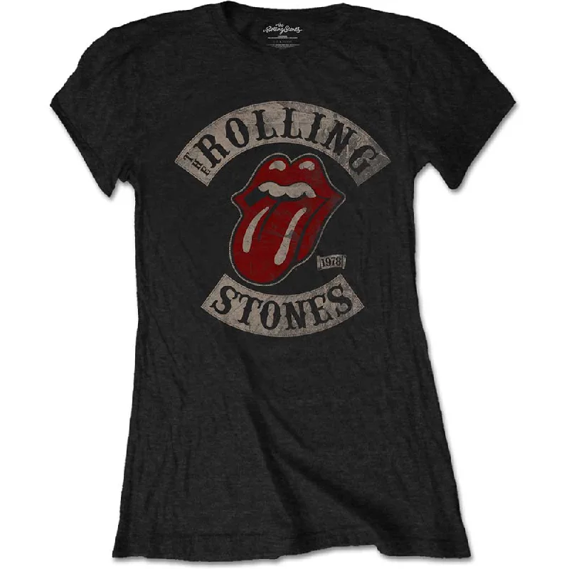 The Rolling Stones Ladies T-Shirt: Tour 1978 Graphic Embroidered Appliqued