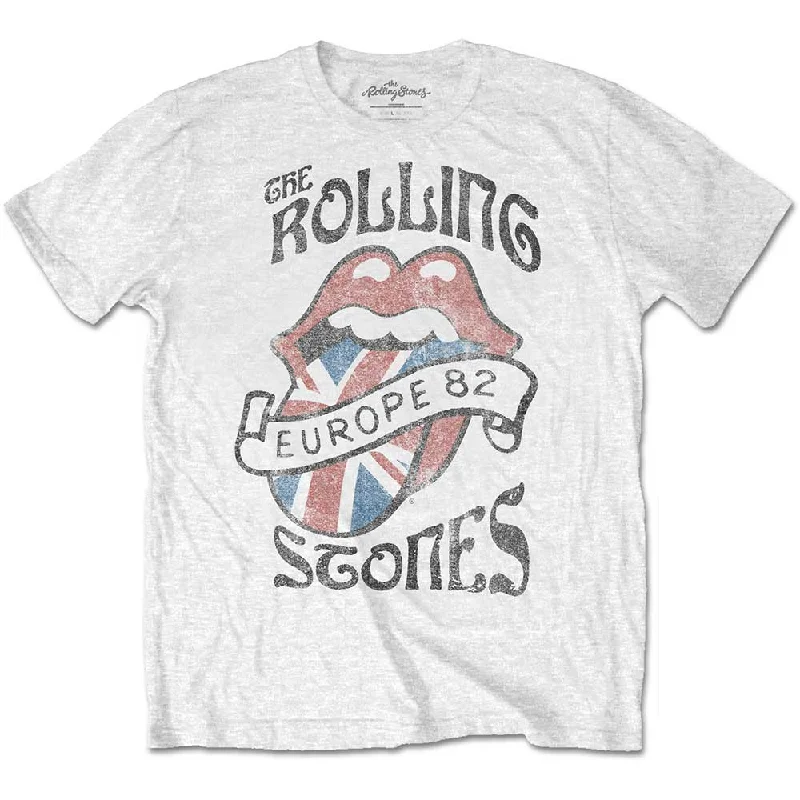 The Rolling Stones | Official Band T-Shirt | Europe 82 Solid Color Striped Floral